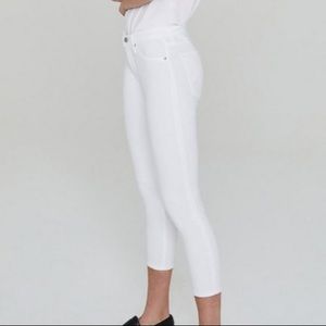 AG Prima Crop White Jean Mid-Rise Cigarette Pants